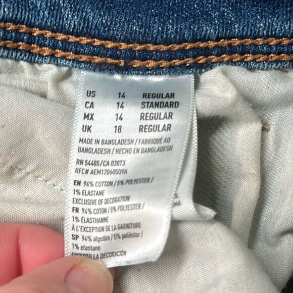 American Eagle Womens Medium wash Kick boot Jeans size 14 Stretch X - Picture 10 of 13